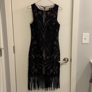 Julia Jordan black lace dress with fringe